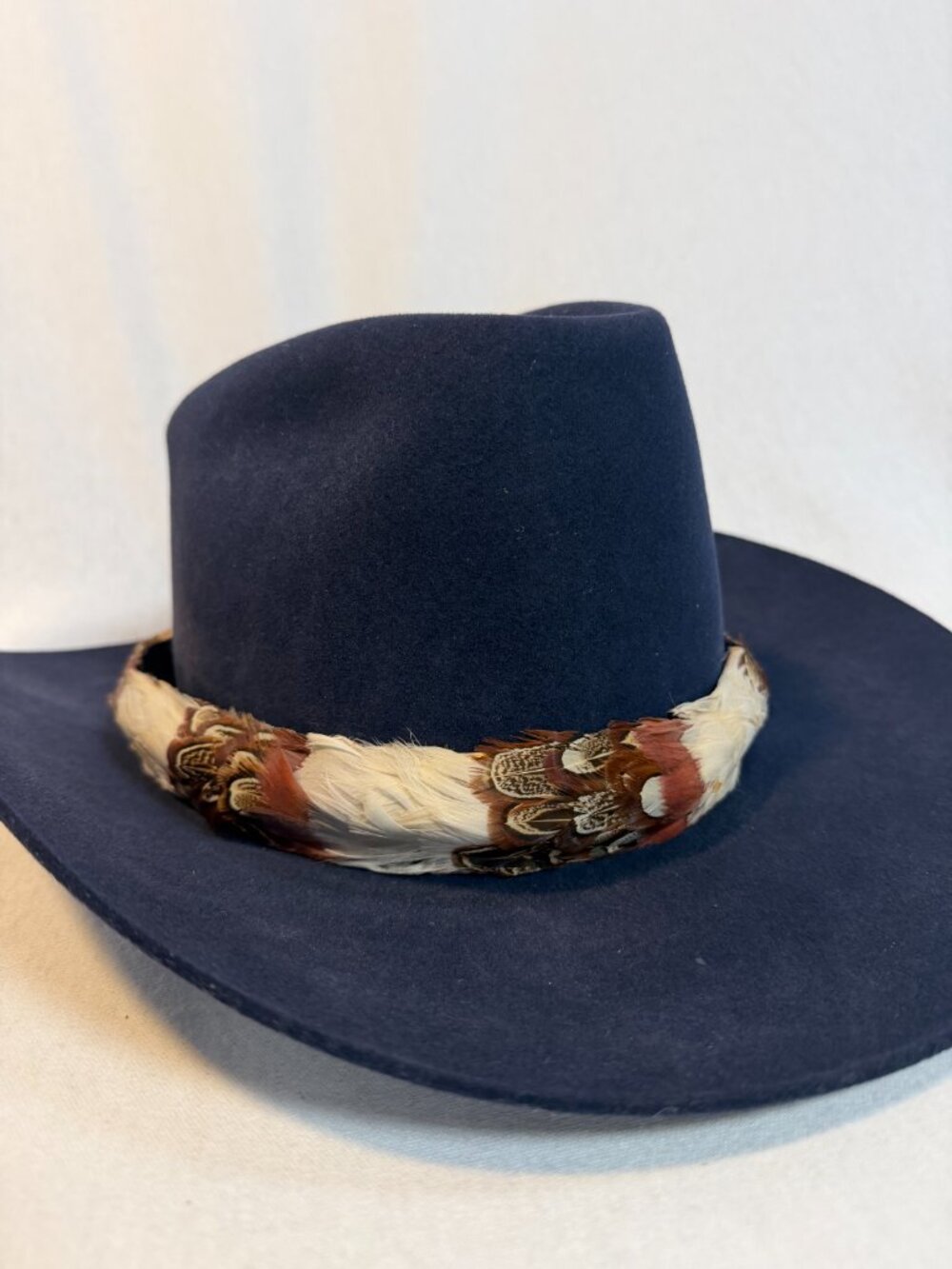 Vintage American Hat Co Felt Cowboy Hat 7 3/8 Feather Band Western USA - Picture 3 of 10